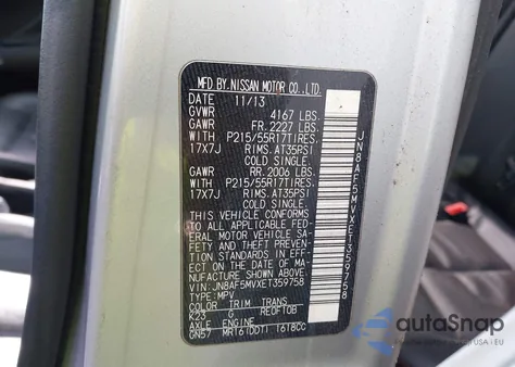 2014 Nissan Juke Sl from USA, damaged, VIN JN8AF5MVXET359758